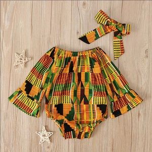 African Dashiki Baby wear with head band